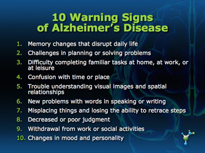 10 Warning Signs of Alzheimer's Disease
